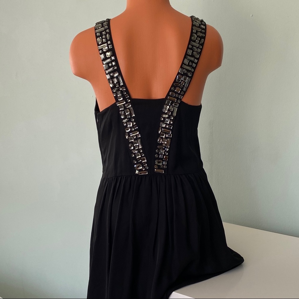 Madison Marcus Black Jeweled Cocktail Dress XS